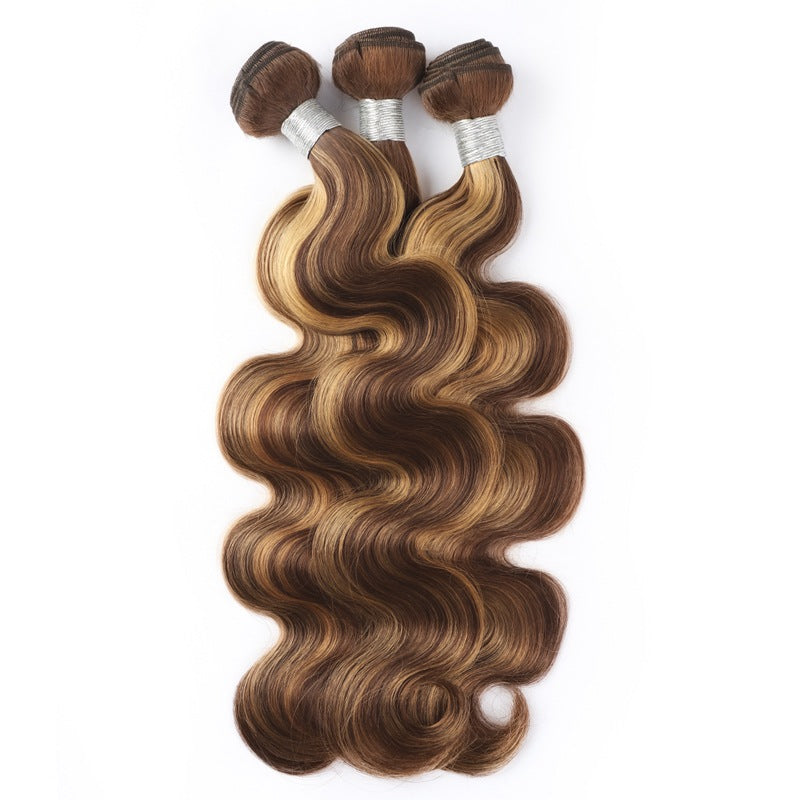 Extensión de cabello humano, color piano, nuevo tono P, ondulada tipo body wave.”