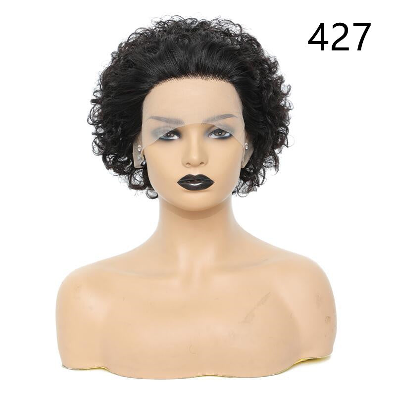Peluca de Cabello Humano – Estilo Fashion con Flequillo Inclinado
