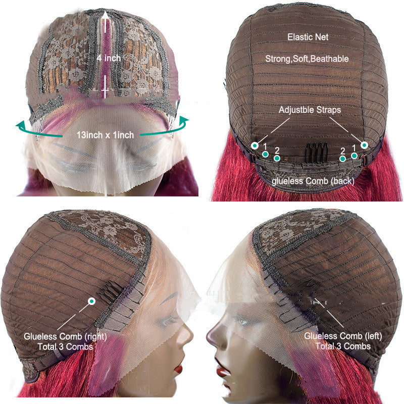 Peluca corta lisa de cabello humano color bob 1B-99J