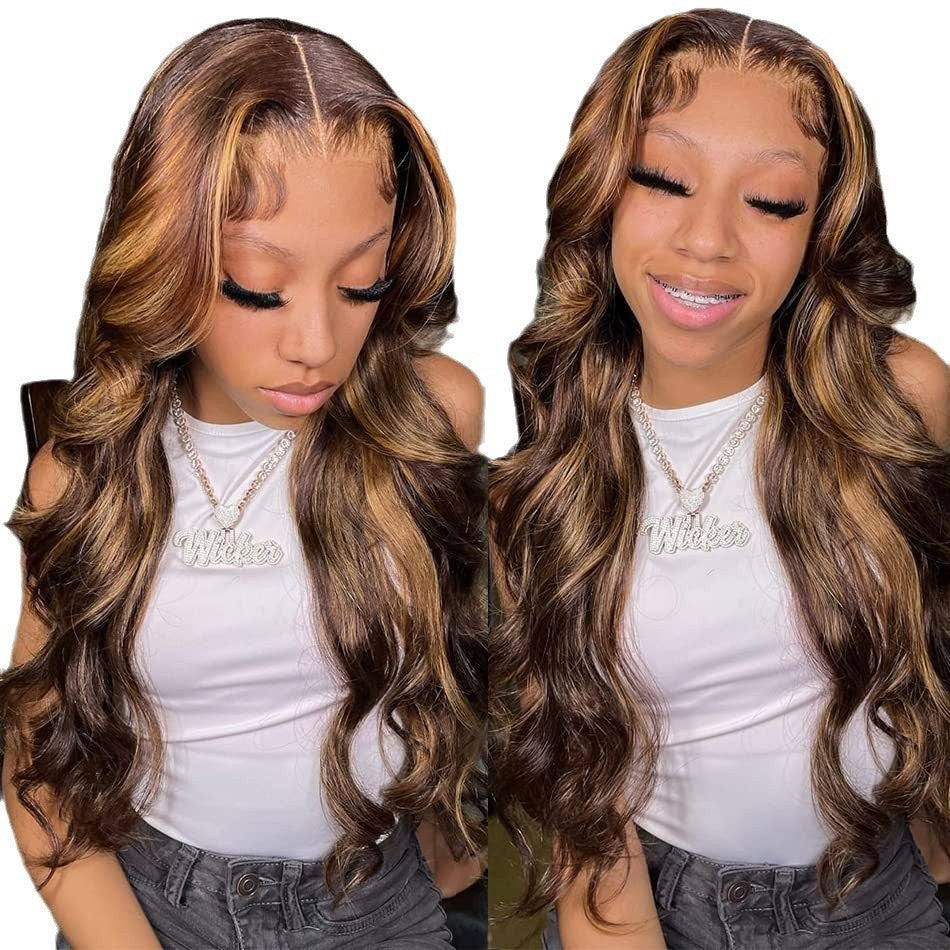 Peluca larga y rizada con ondas grandes de encaje
