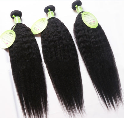 Extensiones de cortina de pelo de Brasil, pelo brasileño rizado, Yaki, recto