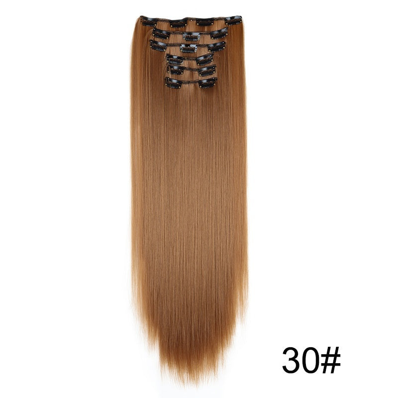 Extensiones de peluca, set de 6 piezas, cabello largo y liso