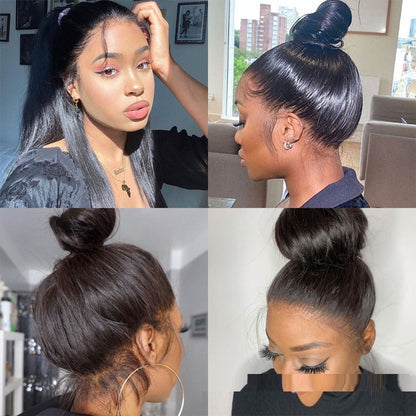 Peluca frontal de encaje 360 lisa de cabello humano