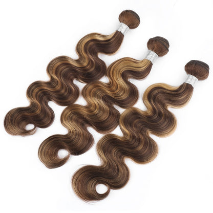 Extensión de cabello humano, color piano, nuevo tono P, ondulada tipo body wave.”
