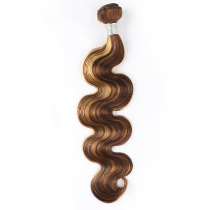 Extensión de cabello humano, color piano, nuevo tono P, ondulada tipo body wave.”