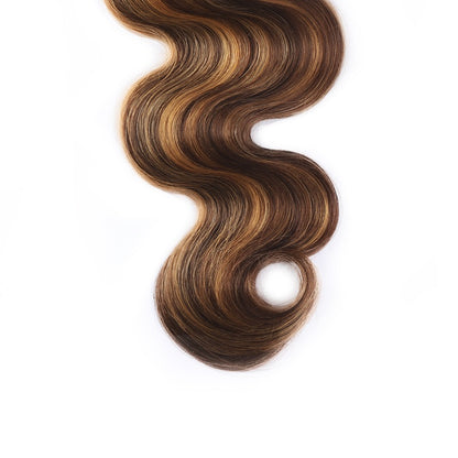 Extensión de cabello humano, color piano, nuevo tono P, ondulada tipo body wave.”