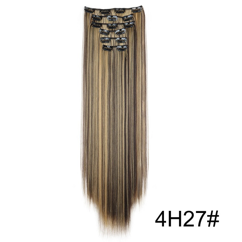 Extensiones de peluca, set de 6 piezas, cabello largo y liso