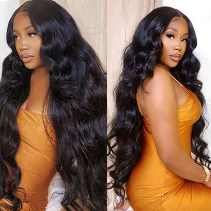 Peluca lace front 13x4 de cabello humano ondulado tipo body wave