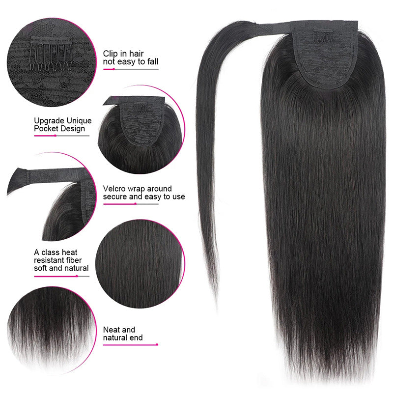 Coleta de Cabello Humano Liso – Color Natural 1B