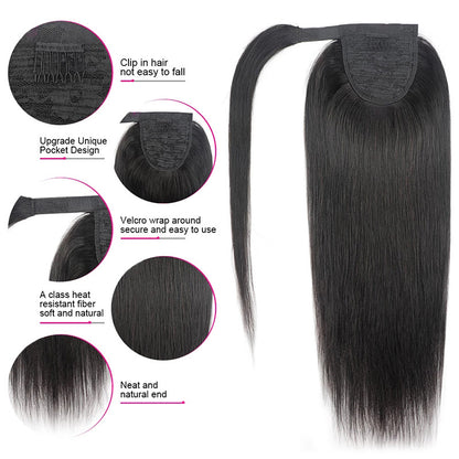 Coleta de Cabello Humano Liso – Color Natural 1B