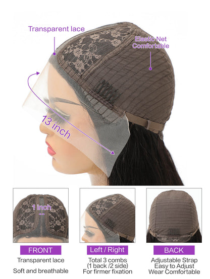 Peluca de cabello humano con encaje frontal