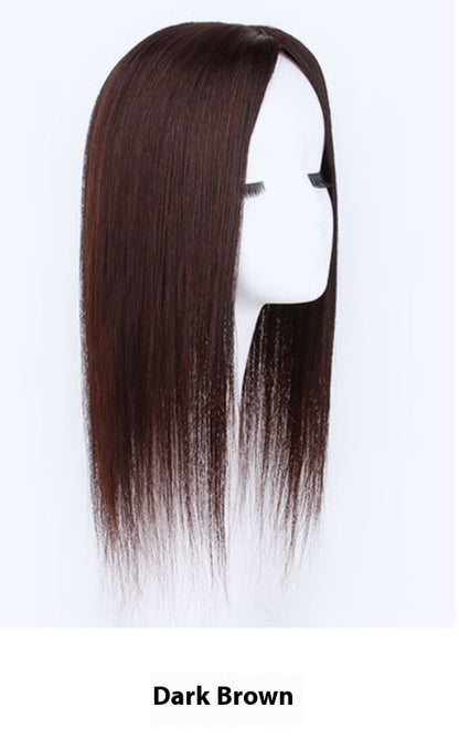 Topper invisible con base de cuero cabelludo, peluca de cabello humano real