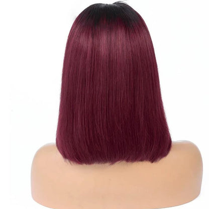 Peluca corta lisa de cabello humano color bob 1B-99J