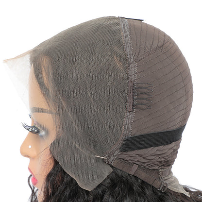 Peluca de encaje frontal para mujer, cabello rizado natural, diadema