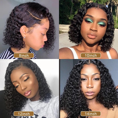 Peluca lace front negra esponjosa de longitud media con rizos pequeños y volumen natural