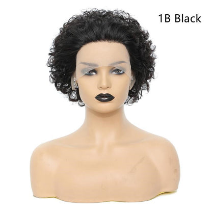 Peluca de Cabello Humano – Estilo Fashion con Flequillo Inclinado