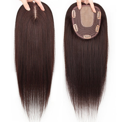 Topper invisible con base de cuero cabelludo, peluca de cabello humano real