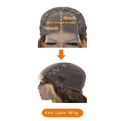 Peluca con frontal de encaje P4 27 y diadema de cabello natural