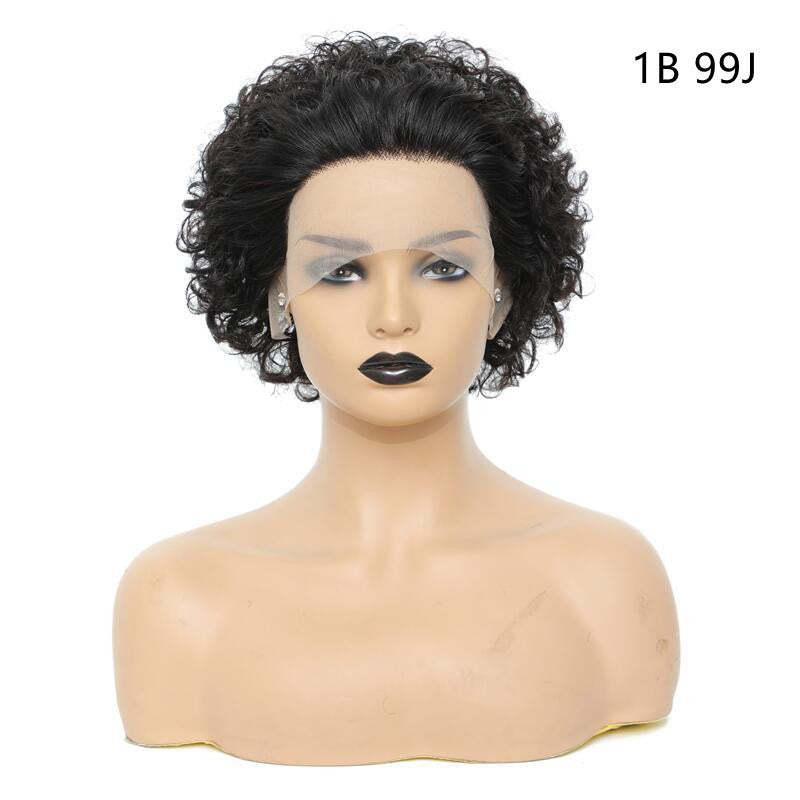 Peluca de Cabello Humano – Estilo Fashion con Flequillo Inclinado