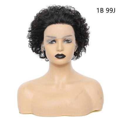 Peluca de Cabello Humano – Estilo Fashion con Flequillo Inclinado