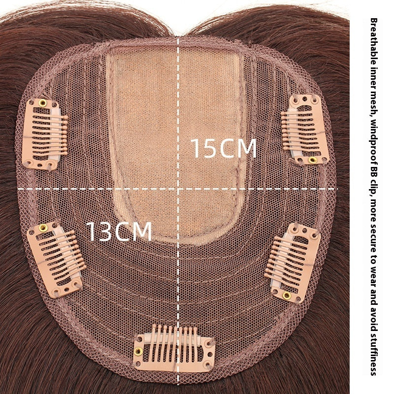 Topper invisible con base de cuero cabelludo, peluca de cabello humano real