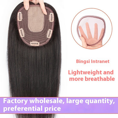 Topper invisible con base de cuero cabelludo, peluca de cabello humano real