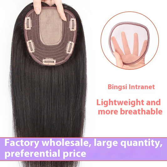 Topper invisible con base de cuero cabelludo, peluca de cabello humano real