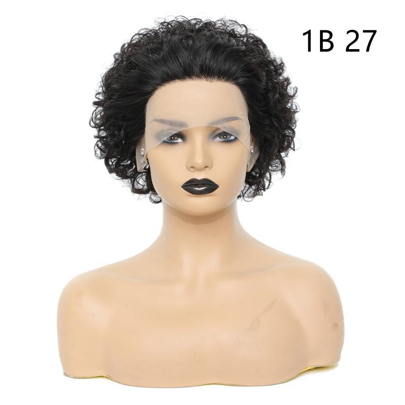 Peluca de Cabello Humano – Estilo Fashion con Flequillo Inclinado