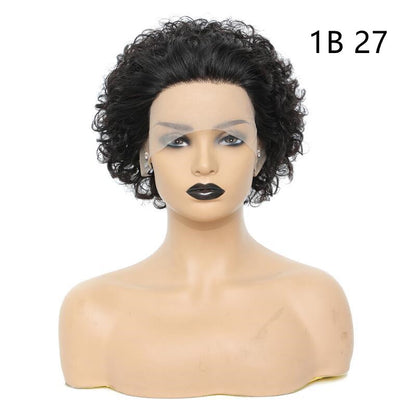 Peluca de Cabello Humano – Estilo Fashion con Flequillo Inclinado